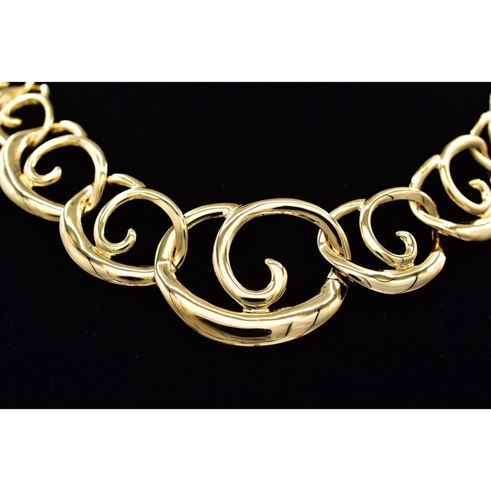 Vintage Collar Necklace Gold Tone Lightweight Metal Chain Shiny NOS 1980s BinA14