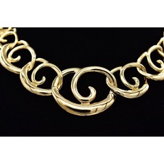 Vintage Collar Necklace Gold Tone Lightweight Metal Chain Shiny NOS 1980s BinA14