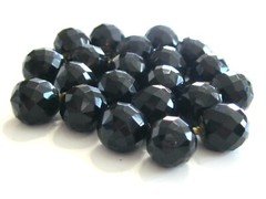 21 PC BUTTON LOT SET ANTIQUE VICTORIAN FACETED FRENCH JET / BLACK GLASS BUTTONS