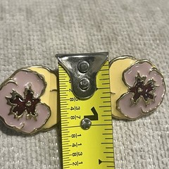 Vintage Gold Tone Lavender and Yellow Enamel Pansy Clip-on Earrings