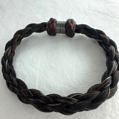 Authentic Hermes Circular Braided Leather Horsehair Bracelet Brown Vintage
