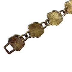 Vintage Gold Tone Dimensional Rose Link Bracelet￼ Fold Over Clasp