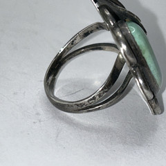 Sterling Silver 925 Green Stone Ring Very Old Vintage Sz 7.5