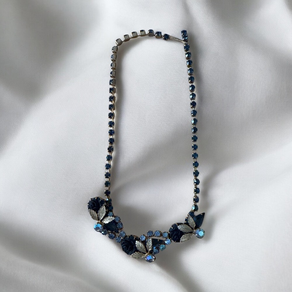Rare Vintage *Unconfirmed Juliana DeLizza Blue Rhinestones w/molded leaf stones
