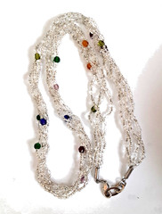 Vintage Glass Bead Crystal Multi-strand Necklace .5*30 inches