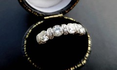 Art Deco Style Round Cut Lab Created Diamond 14k White Gold FN Engagement Ring