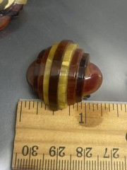 Vintage Brown Yellow Amber Art Deco Style Layered 1.25” Clip On Earrings