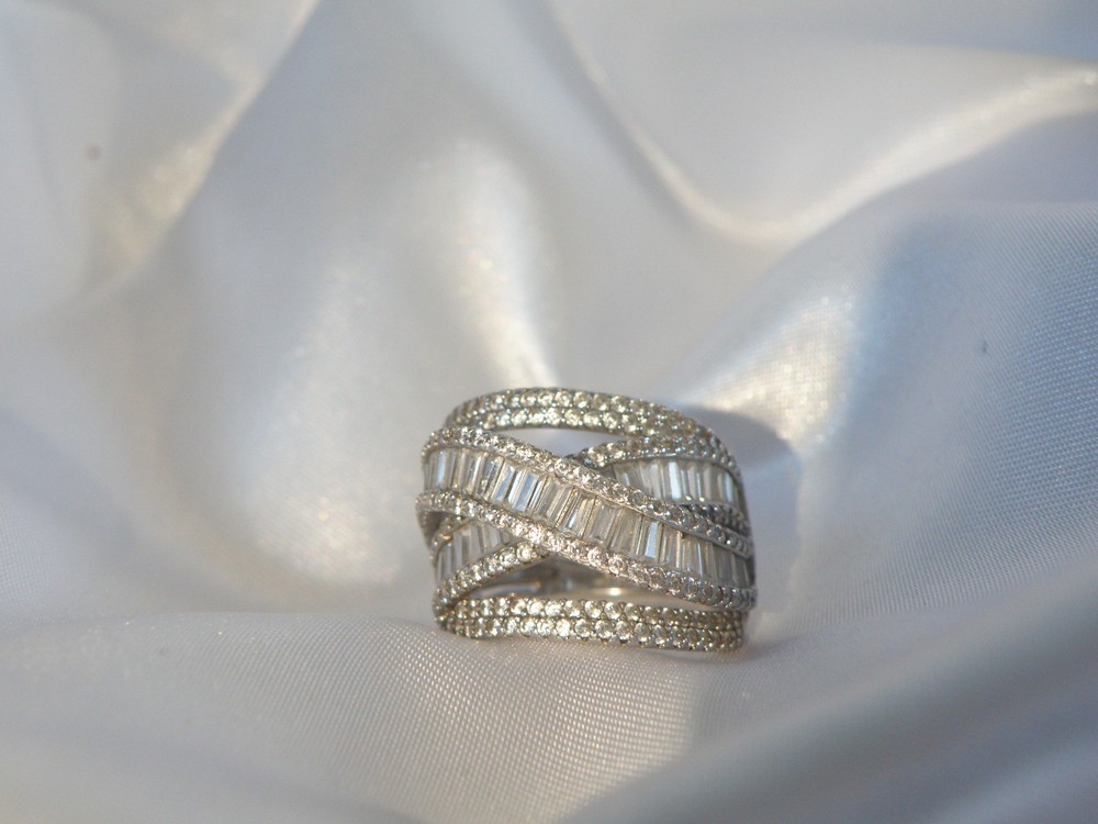 Sterling Silver 925 Multi Row Baguette CZ Highway Ross Simons Ring Size 6