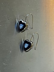 New Vintage Natural Diamond Etched Black Heart 14K Leaf Earrings Earring GF Hook