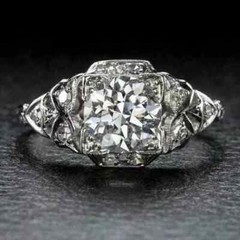 Art Deco 3.49Ct Round Cut Lab Created Diamond 14K White Gold FN Engagement Ring