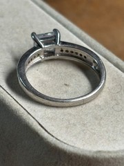DM 925 sterling silver size 6 3/4 CZ Square stone Engagement Cocktail RING