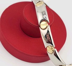 Vtg TJ Bracelet Love Hardware 2-tone John Medeiros Fashion Tahoe Jewelry