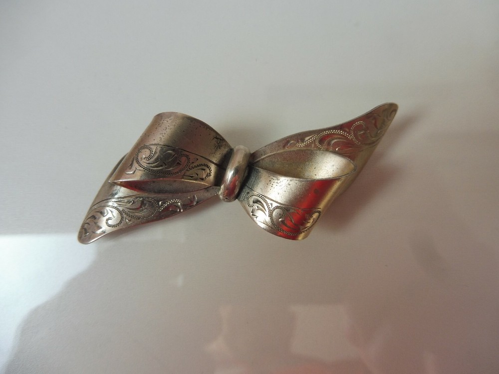 Beautiful, old brooch, bow, 835 silver, Theodor Klotz Teka, handmade