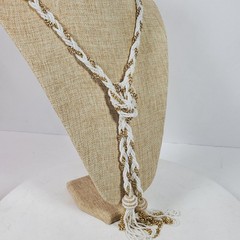 Vintage 1980s Casual Career Beaded Necklace 48 Inch Manual Tie
