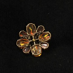 Lot of 4 Jelly AB Vintage Brooches 1.5-2.5″ Capri Pink Purple Green Teal Orange