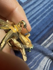 Vintage Brooch Owl Bird Enamel Rhinestone SIgned CFW AS IS REPAIR NEEDED