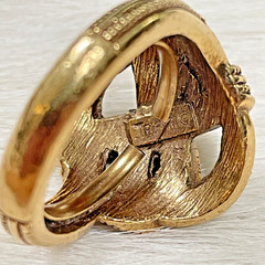 Vintage Trifari Gold Tone Laced Design Ring Adjustable for sizes 5-6