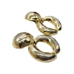 Doorknocker Earrings Clip on Gold tone faceted sculptured Mogul Vintage 2.5 in