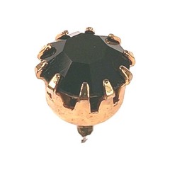Tie Tack Pin Vintage Yellow Gold tone 1960s Black Glass Hipster Yet Classic
