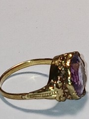 Antique Vintage 14K Gold Amethyst Ring size 6 2.7g English Hallmark AS IS