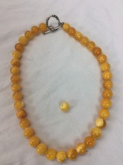 Genuine Vtg Egg Yolk Amber Round Beads Necklace Was Restrung 30 G