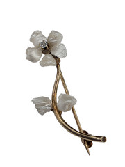 Vintage American Natural Freshwater Pearl and Diamond Brooch 14K