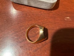 Vintage 1983 Brown University 14K Gold Signet Ring–Black Onyx Monogrammed inside