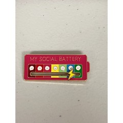 3X Sliding Social Battery Mood Tracker Enamel Pin Adjustable Energy Brooch