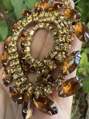 Vintage Two tone Brown Rhinestone Necklace Jewelry