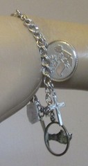 vintage Sterling Silver Enamel State Map Charm Bracelet Souvenir PA MA 7P