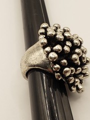 Vintage Nepal Perruque Modernist Pewter Ring Size 9 Large 4cm Statement Sputnik