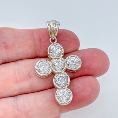 Vintage Sterling Silver 925 Cubic Zirconia Cross Pendant