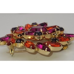 Vintage Set Gold-tone & Rhinestone Brooch and Clip on Earrings