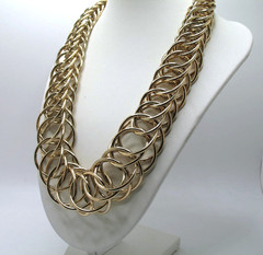 Vintage RJ Graziano modernist interlocking rings statement necklace