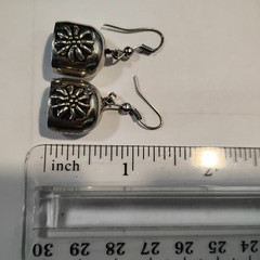 Vintage Silver Toned Bell Flower Charm Hook Earrings
