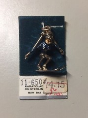 Vintage 1960s Griffith Sterling Karatclad 3D Skier Charm NOS