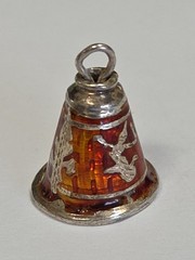 Sterling Silver ~ Siam Bell Charm ~ BEAUTIFUL RED ENAMEL ~ Pendant ~ VINTAGE