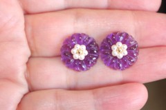 Vintage Amethyst Flower Jackets For Earrings Use With Any Studs You own