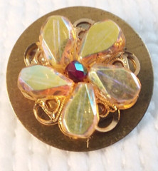 1.25″ Yellow Beaded MaryBee Brooch 07-01-2024