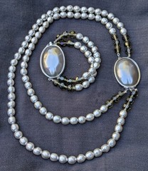 Vintage YSL Yves Saint Laurent Faux Baroque Pearl Necklace & Bracelet Set C46