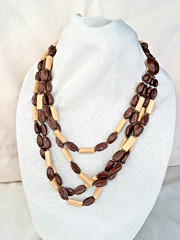 Vintage WESTERN GERMANY Coffee Bean Beaded Necklace Mid Century Costume Jewlery