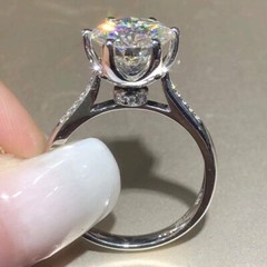 Antique Lab Created Diamond Solitaire Engagement Wedding 925 Silver Ring For Her