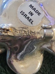 Vtg. Bat-Ami Rose Brooch/ Made In Israel / 925 Sterling Silver