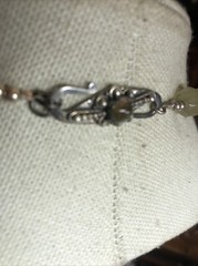 24. Vintage 925 Sterling Faceted Prehnite Beads Carved stone Pendant Necklace
