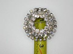 VINTAGE LARGE DOMED ROUND RHINESTONE SUNBURST BROOCH PRONG SET CLEAR CRYSTAL