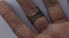 Sterling Silver Wide Cuff Ring Sunburst Cabochon Stone Statement Ring Vintage