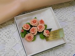English Clay Handmade California Vintage Roses Brooch