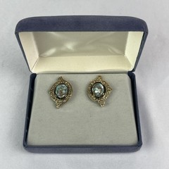 Sara Coventry Vintage ClipOn Earrings “Remembrance” Turquoise Art Glass Cabachon