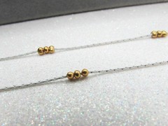 Vintage White Enamel Chain Necklace- Boston Link- Tiny Gold Beads- Minimalist