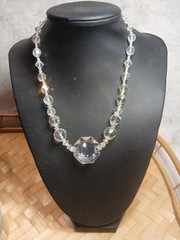 Vtg Art Deco Rock Crystal Faceted Bead 16.5” Necklace/choker